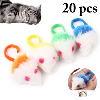

20PCS Pet Toys Funny Solid Color Long Tail Mouse Cat Toy Plush Interactive Pet Play Toy Training Toy For Cats Kittens Dogs