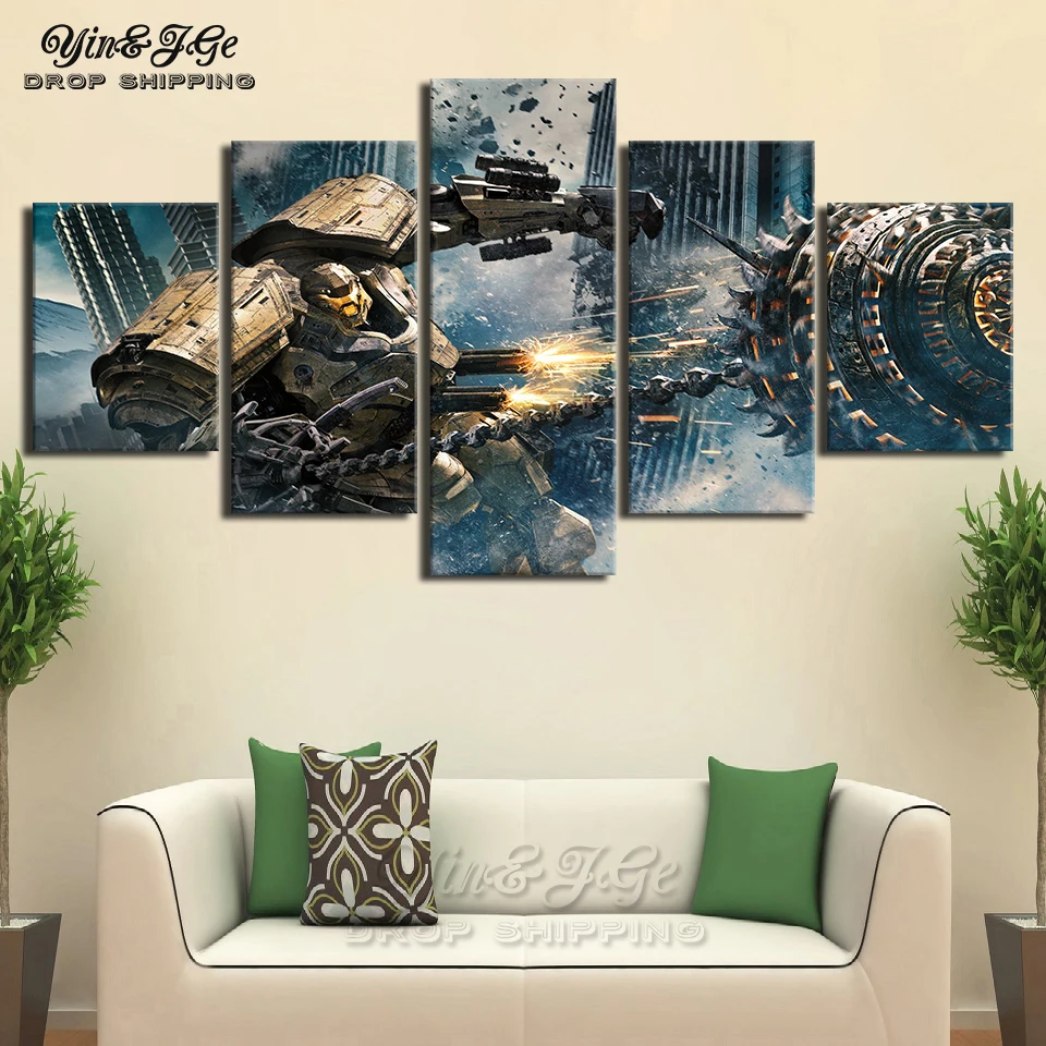 

Canvas HD Print Home Decor Movie Painting 5 Pieces Pacific Rim Living Room Cuadros Wall Art Modular Frame Picture Artwork Poster