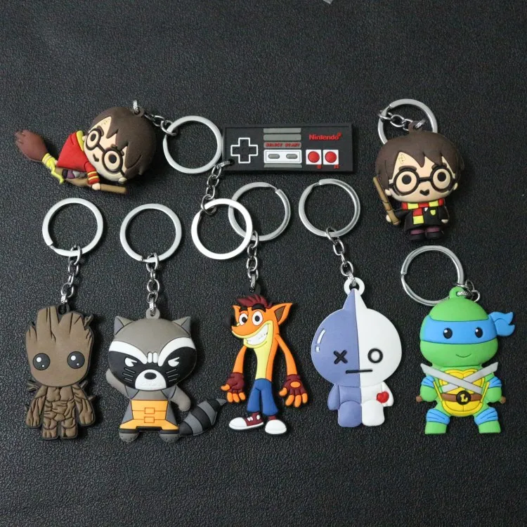 

Marvel Guardians of the Galaxy Star-Lord Groot Rocket Raccoon Keychain Keyring Silicone Pendants Key holder Key Ring Accessories