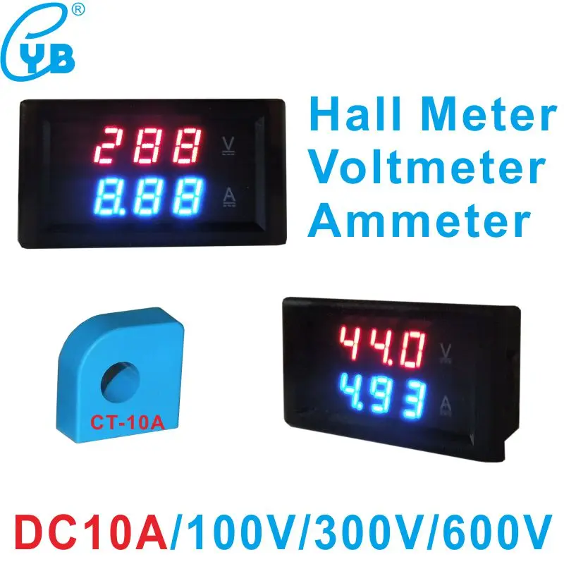 DC 10A DC Voltage Current Meter 100V 300V 600V Hall Current Transformer