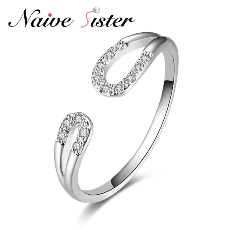 Simple Adjustable Ring Fashion Open Rings For Women AAA Cubic Zirconia