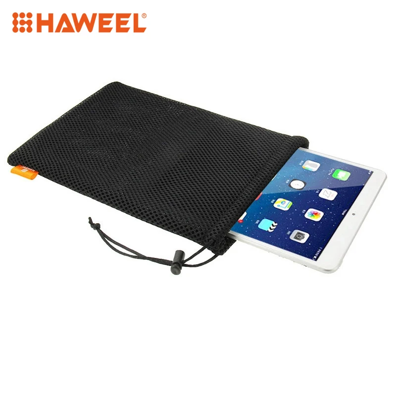 Нейлоновая сумка HAWEEL + кабель для iPad Air 2 и 1 сетчатый чехол Размер сумки: 29x19 см