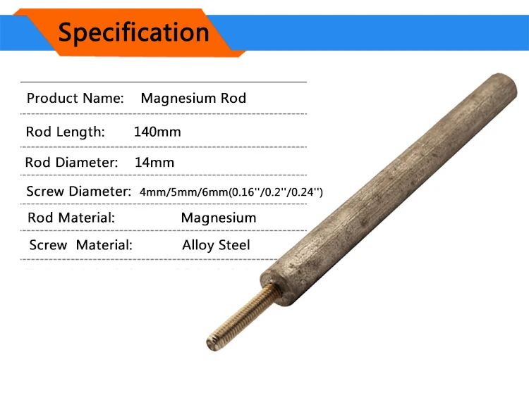 2 шт 14X140 мм Электрический водонагреватель магния бар M4/M5/M6 небольшой магниевый анод стержень