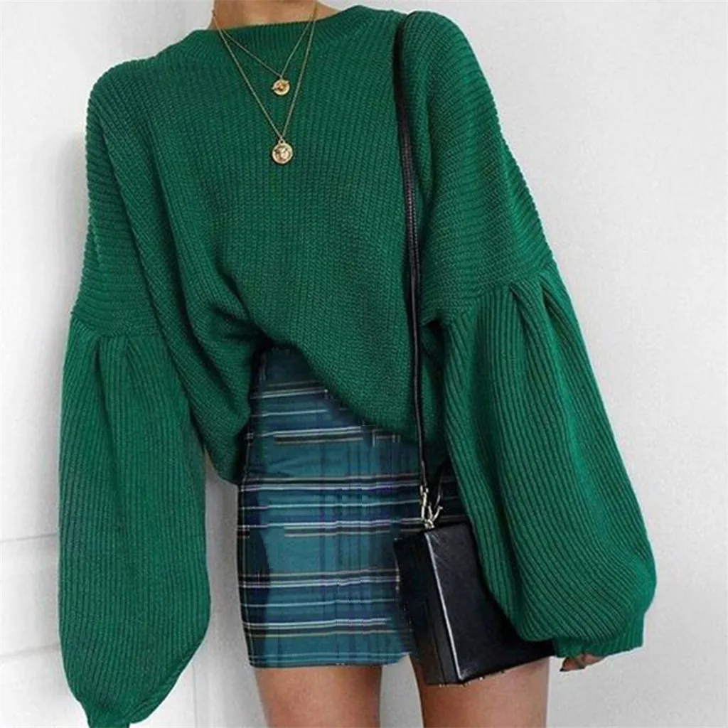 

Autumn Women Sweater Knitt Solid Pullover Long Sleeve O-Neck Shirt Sweater Blouse Loose Sweaters Female Tops Clothes Ropa Mujer