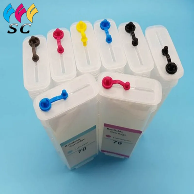 

280ML Empty Refillable Ink Cartridge With Reset Chip For HP DesignJet Z5400 Z5200 Z2100 Printer 8 Colors
