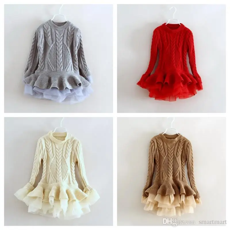 Buy 2016 New Kids Girls Sweater Tutu Dress Crochet