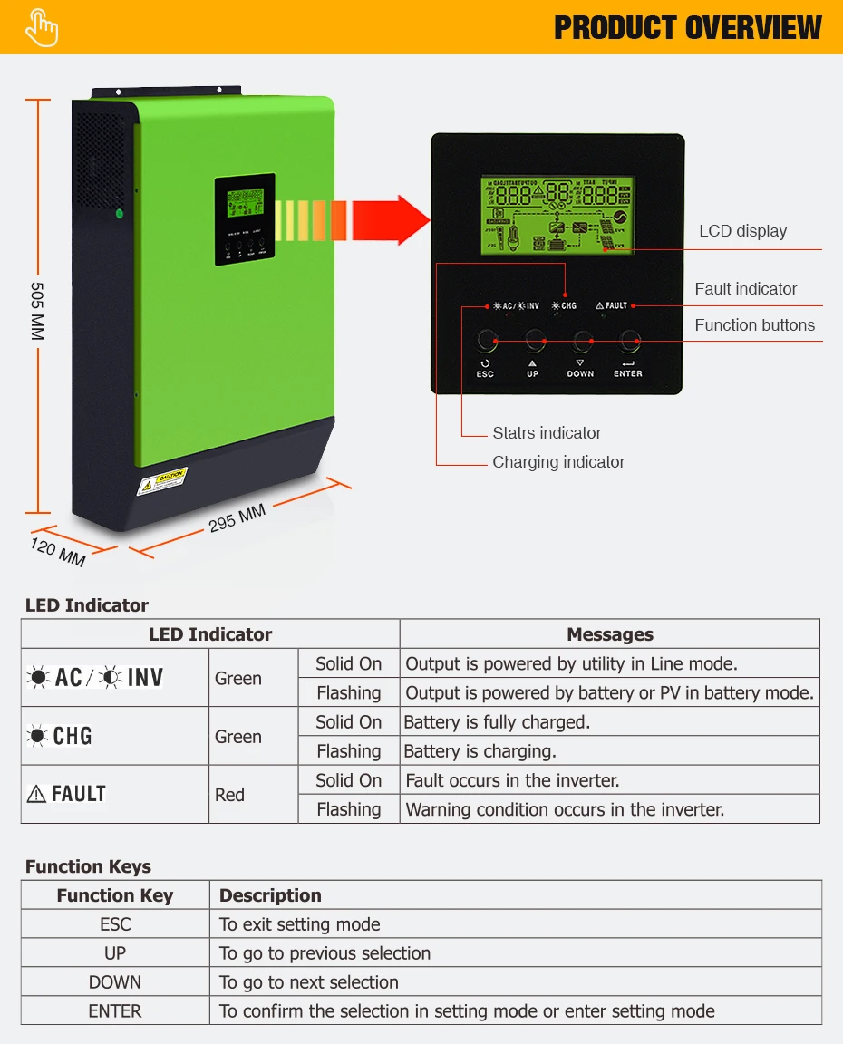 110V солнечный сетевой инвертор 6KVA 24V включения и выключения 4000 Вт Инвертор с зарядным устройством со слежением за максимальной точкой мощности инверторы чистой синусоиды Гибридный инвертор 40A AC инверсор