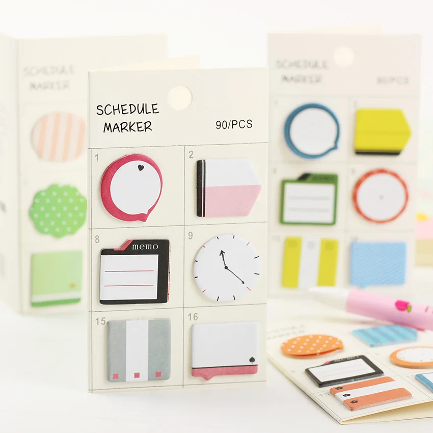 1PC Fresh Style Schedule Marker Self Adhesive Memo Pad Sticky Notes Bookmark Planner Stickers Office Stationery time schedule memo pads 60sheets