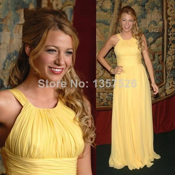 2016 Simple Gossip Girl Dresses Blake Lively Style Halter Empire Open