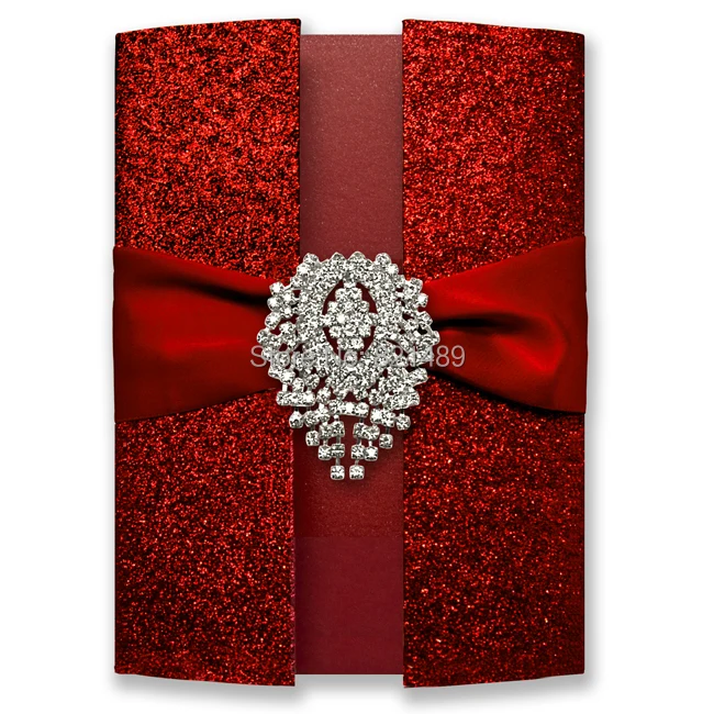 30 шт Роскошные блестящие красные свадебные пригласительные открытки-набор из 30