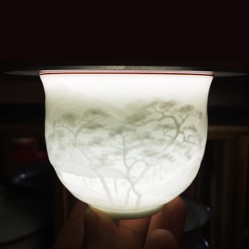 Керамическая фарфоровая чайная чашка с традиционным китайским тиснением пейзаж живопись T28142354A