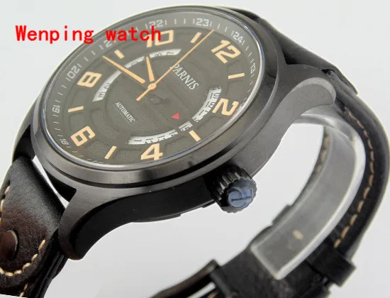 

Fashion Hot Selling Brands Parnis 43mm sapphire glass Miyota Black Dial PVD Automatic Mens Wristwatch 1648