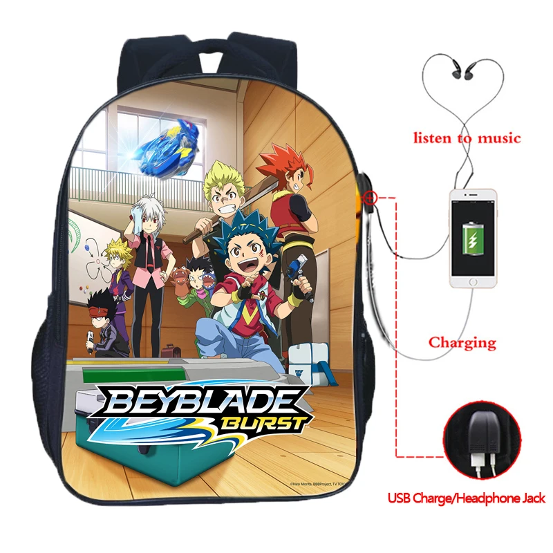 Рюкзак Beyblade для мальчиков и девочек с USB зарядкой, школьные сумки для студентов, красивый ранец, мода: Beyblade, рюкзак для подростков