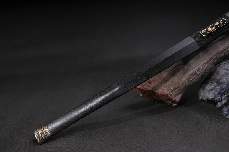 Полностью ручной работы китайский меч династии Хан Дамаск Сложенный стальной красный прямой закаленные в масле лезвие меч ручной работы отполированный