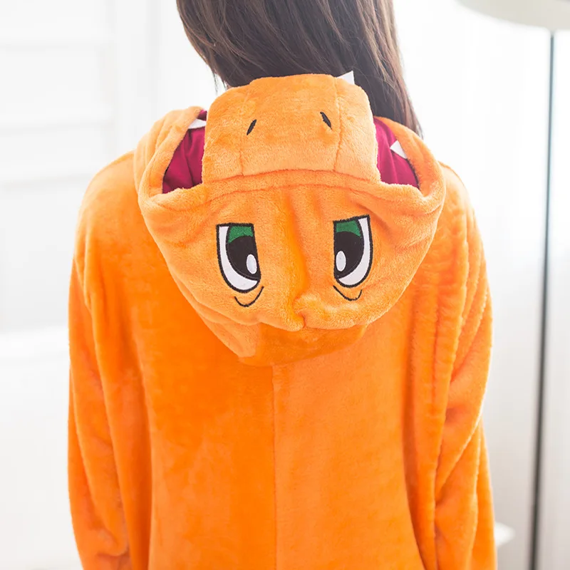 Cosplay&Ware [5]Women Adult Charmander Pajama Cosplay Costume Kigurumi Animal Onesie Flannel Warm Sleepwear Party Fancy -Cosplay&Ware anime Shop