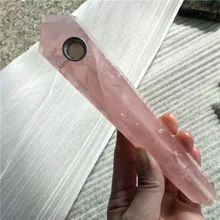 18CM long rose quartz smoking pipes cigarette accessory