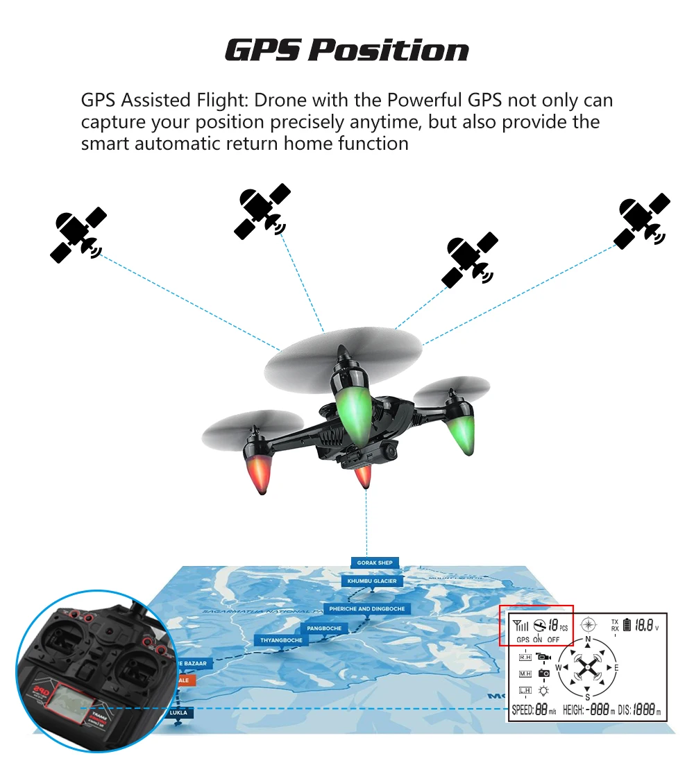 Global Drone Профессиональный бесщеточный Дрон Квадрокоптер gps следуем за мной долгое время Летающий Радиоуправляемый вертолет Дроны с камерой HD