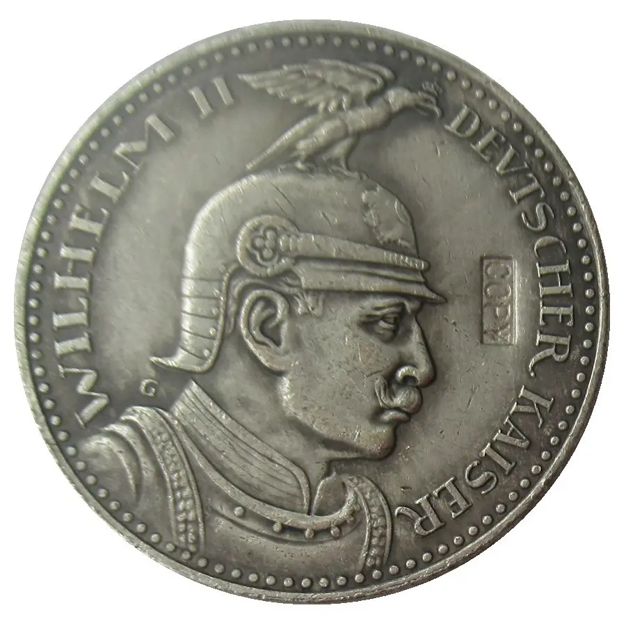 

German Coins PRUSSIA (German S.) 5 Mark 1913 Proof - Bronze - PATTERN - Wilhelm II Silver-Plated Copy Coin
