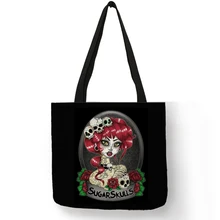 Модные женские сумки Sac Crane татуировка в виде черепа искусство женская сумка эко льняная Повседневная сумка для школы шоппинг