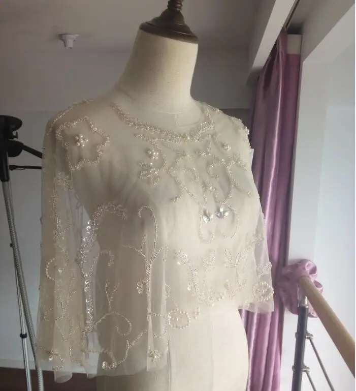 Великолепная Свадебная куртка с бисером, короткая накидка, шикарные блестящие элегантные свадебные аксессуары, настоящая фотография, болеро ручной работы ZJ001