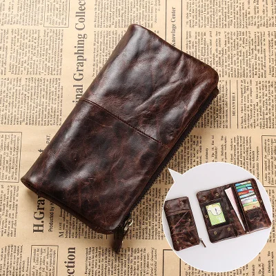 

Top Quality Hot Sale Cattle Male Organizal Vintage Bifold Genuine leather Credit Card Cash Coin Holder Checkbook Wallet Purse