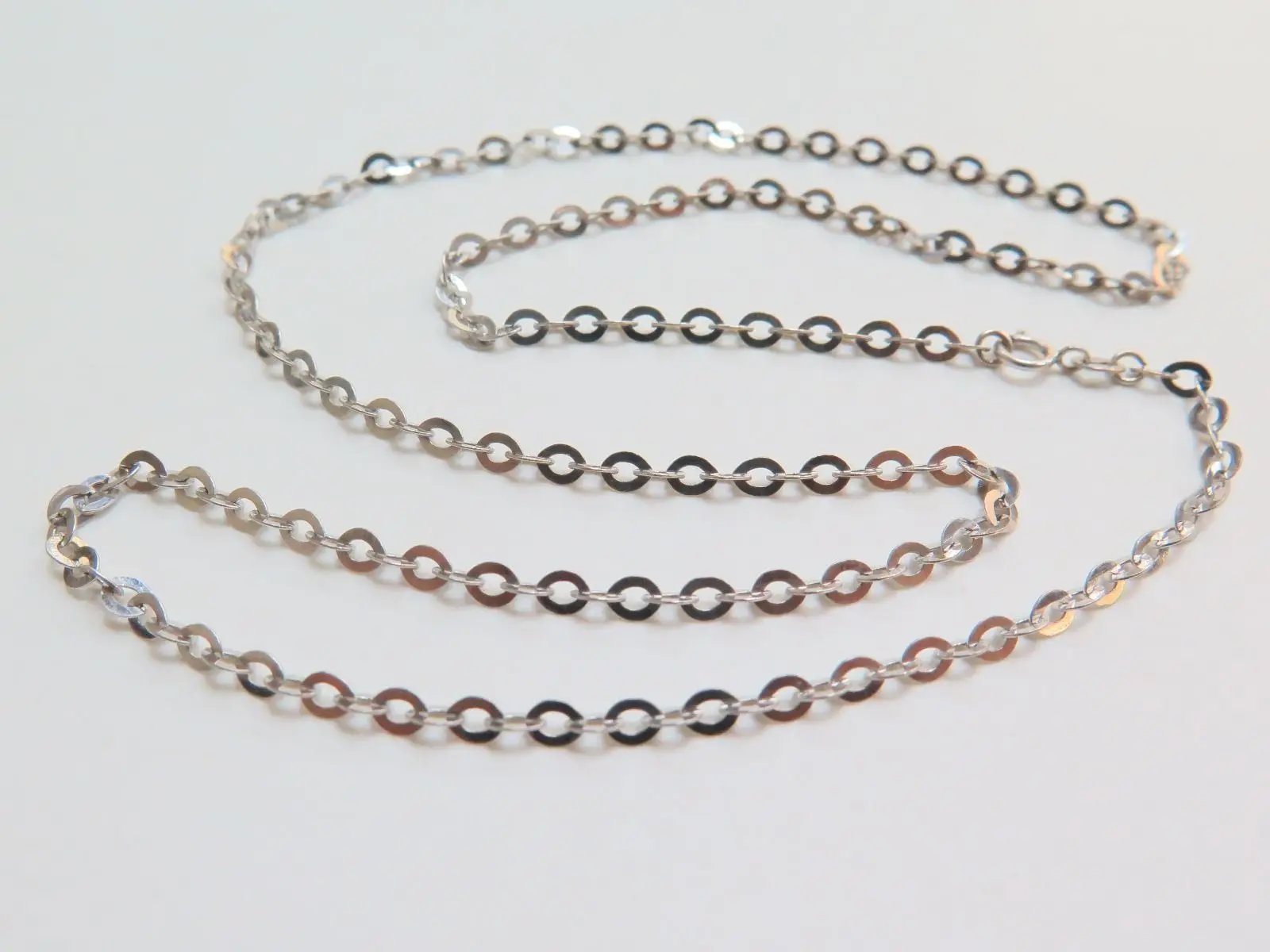 

J.Lee Pure 18K White Gold Necklace O or Rolo Chain Concise Fashion Link 19.7 inch Au750 4.6-4.8g