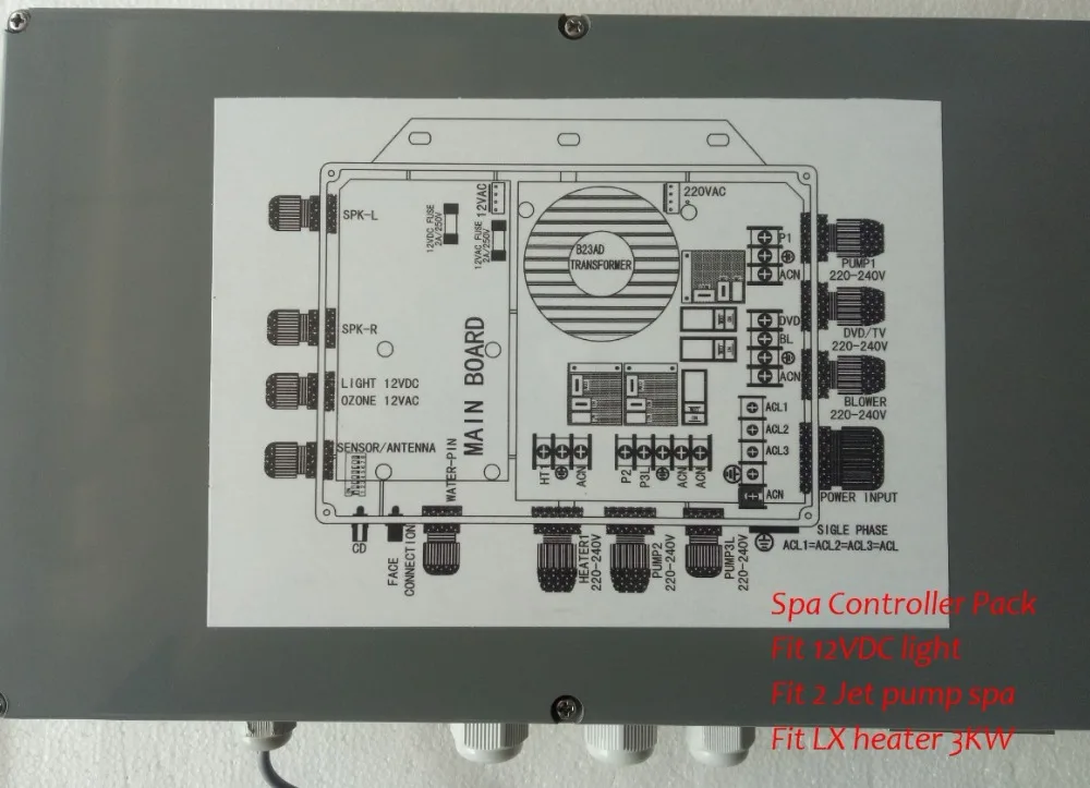 Spa Controller Pack  2 PUMP + 12 VDC Light + 3kw heater 1210003