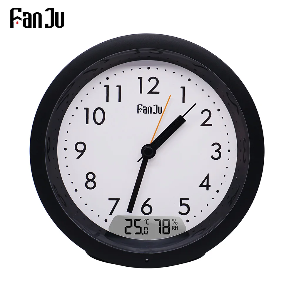 FanJu FJ5132 будильник современный дизайн цифровой Температура Влажность светодиодный светильник настольные часы для дома гостиная офисное время - Цвет: Черный
