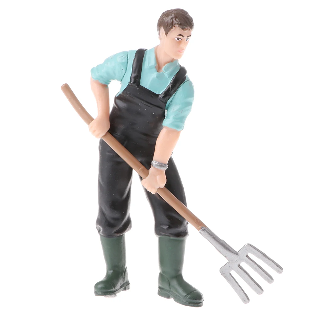 Simulation People Model Farmer with Rake Action Figures Kids Toy Gift