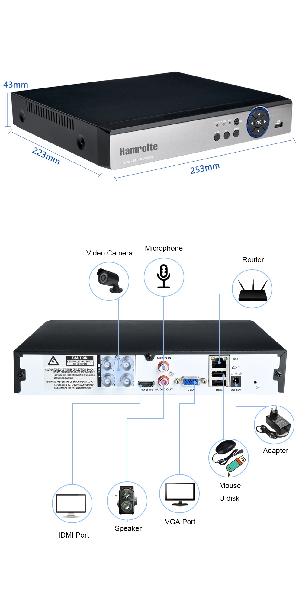 Hamrolte CCTV системы 4CH 5MP AHD DVR Антивандальная 3,6 мм объектив 5MP купол Водонепроницаемая AHD камера AHD системы обнаружения движения XMEYE