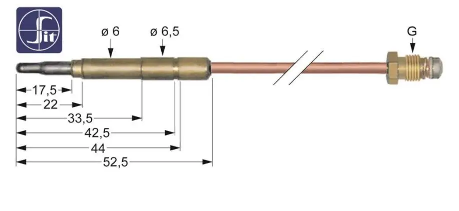 Сидячий термоэлемент Lange 750 мм Steckhulse 6,0(6,5) мм