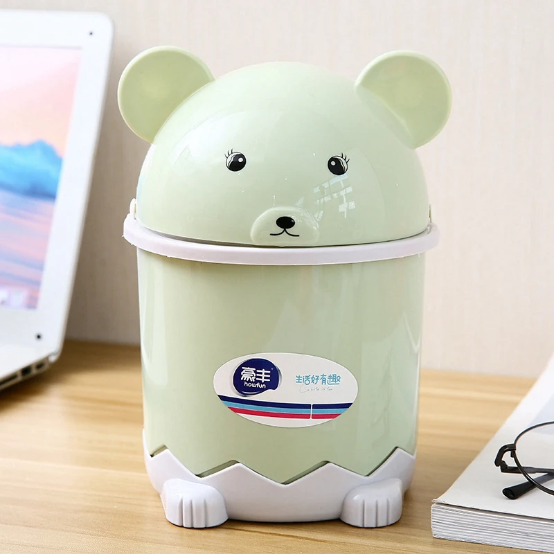 Creative Cute Desktop Trash Desktop With Lid Small Paper Basket Mini Flip Plastic Trash Can