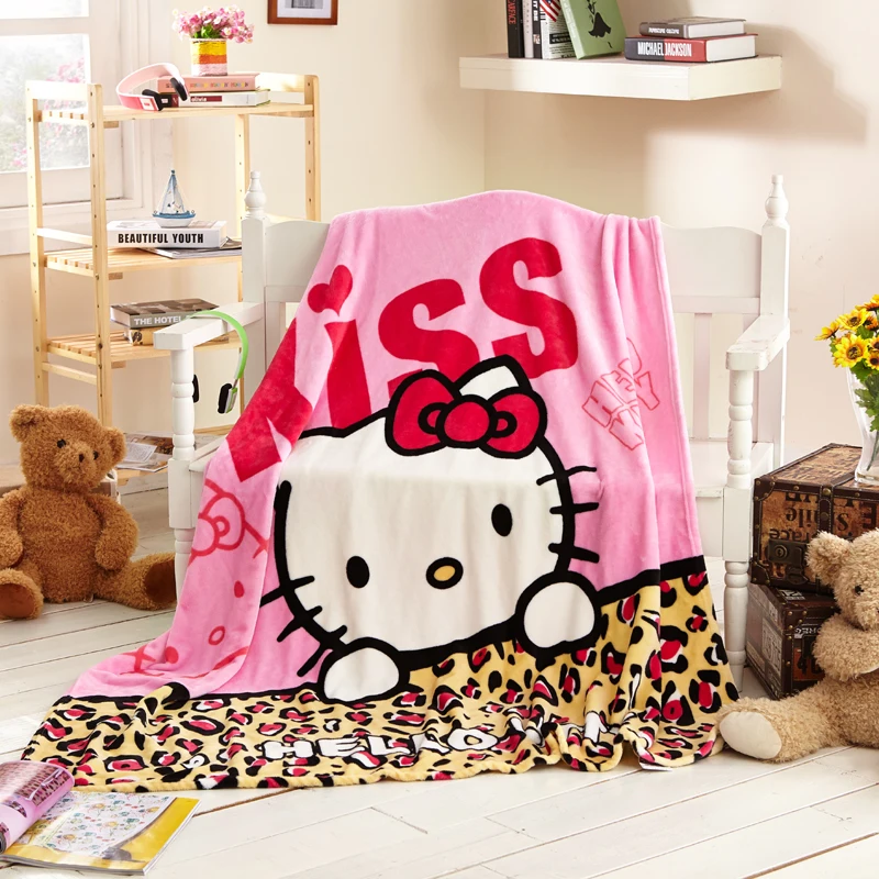 

Pink Hello Cat Children Mouse Lightweight Thin Bed Blanket Throws for Kids Summer Throws Blanket Covers Flatsheet