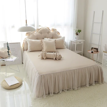 

Lace cotton princess bed skirt twin full queen king size kids adults bedsheet bed cover bed linen pillowcases couverture de lit
