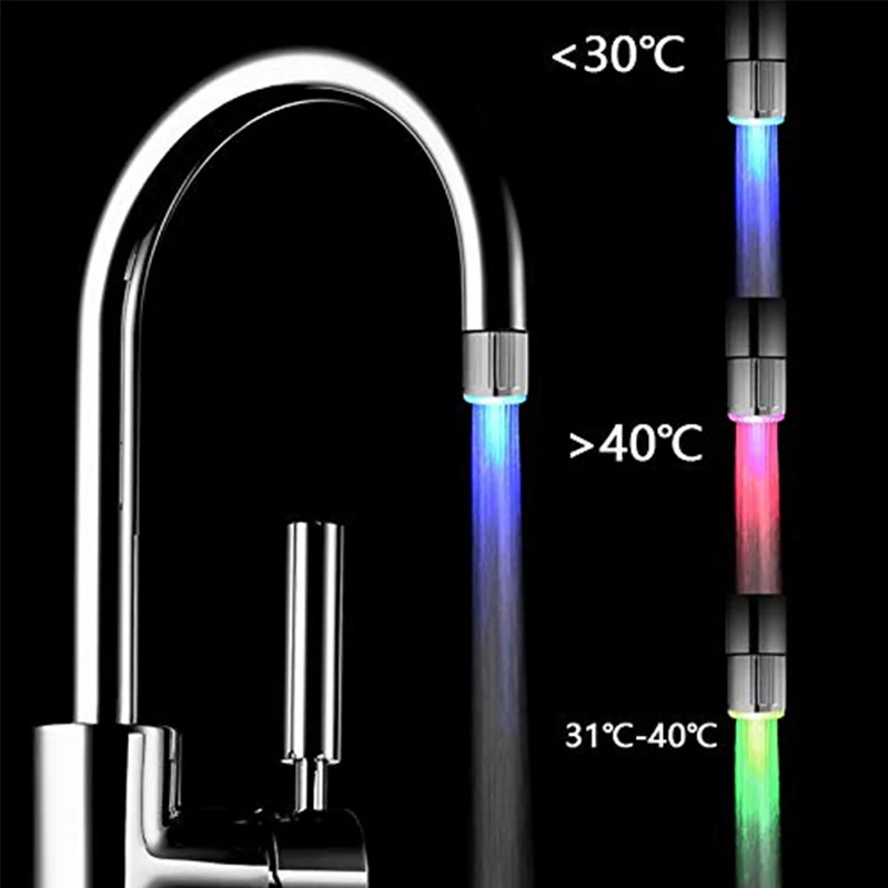 

LED Water Faucet Shower Tap 7 Colors Changing LED Light Kitchen Bathroom Temperature control Light Prevention of hot hands