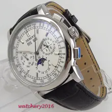 2019 New Design 42mm Debert White Dial Silver Hands Date day Leather strap Moon Phase automatic Mechanical men's Watch 2019 New Design 42mm Debert White Dial Silver Hands Date day Leather strap Moon Phase automatic Mechanical men's Watch