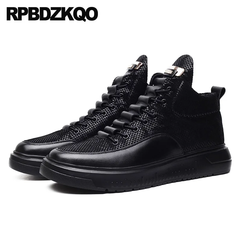 

Cow Skin High Top Luxury Trainers Men Winter Skate Sneakers Designer Shoes China Genuine Leather Creepers Black Platform Quality