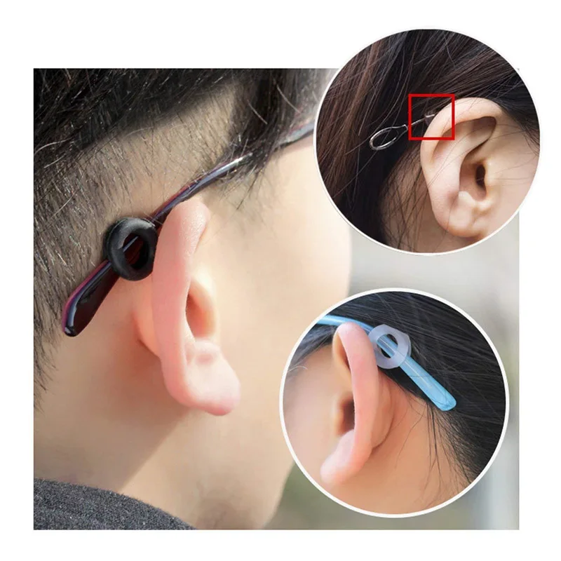 

2pcs/set Silicone Glasses Decompression Anti Slip Sleeve Women Men Candy Color Earmuffs Anti-slip Holder Retainer Round ear hook