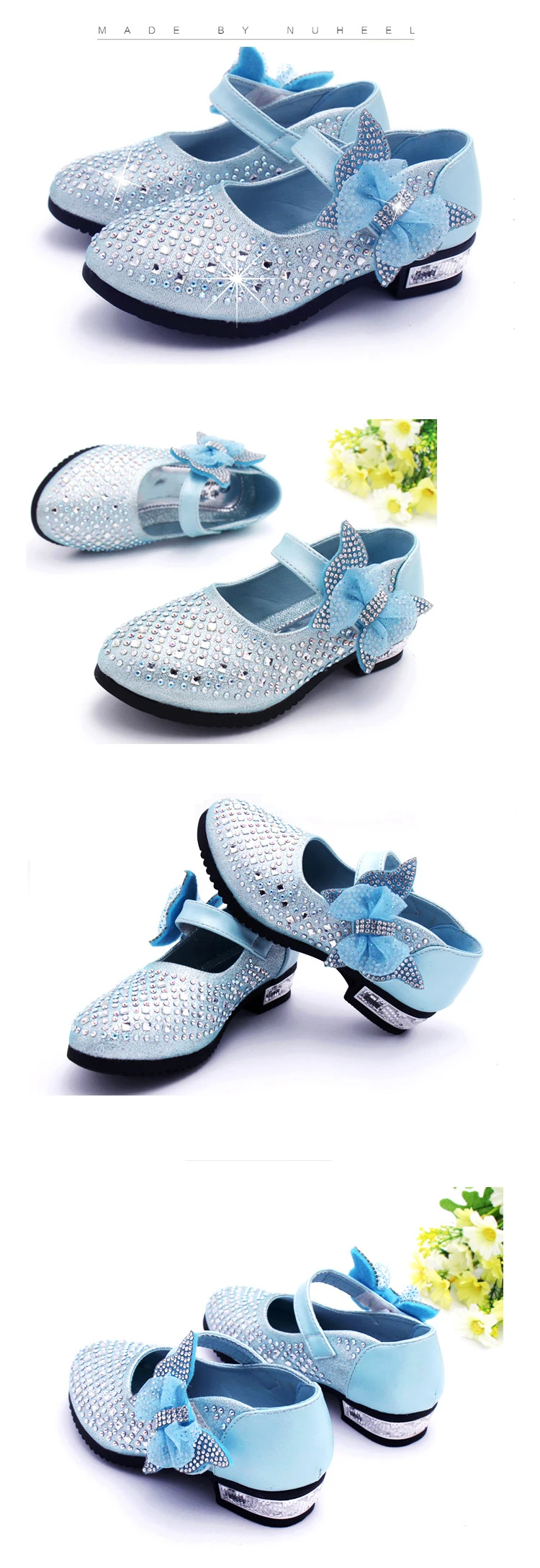 Новинка; детская обувь на высоком каблуке для маленьких девочек; стразы; цвет золотистый, синий, серебристый; обувь принцессы для девочек; Детская школьная обувь; обувь для свадебного торжества