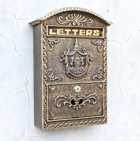 

Hot Sale Cast Iron Wall Mailbox with Newspaper Zeitung Holder Mail Letters Post Box Antique Solid Metal