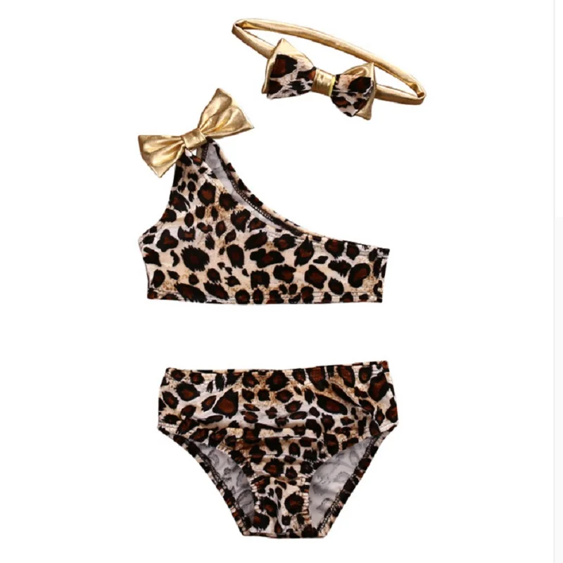 

Lovely Kids Swimming Costumes Baby Girls Leopard Bikini Swimwear Summer Beach Tankini Swimsuit Bathing Suit