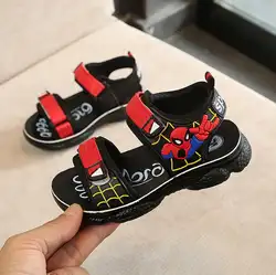 2019 новые летние сандалии для мальчиков, модные детские сандалии с рисунком Человека-паука, шлепанцы с открытым носком для мальчиков