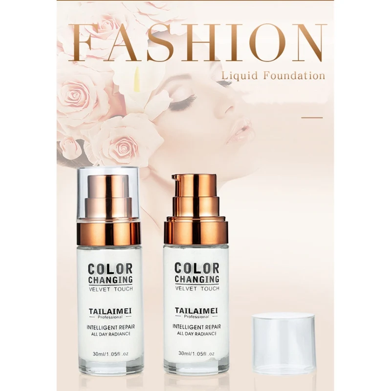 

2019 30ml Color Changing Natural Waterproof Liquid Foundation With Moisturizing Control Oil Liquid Concealer