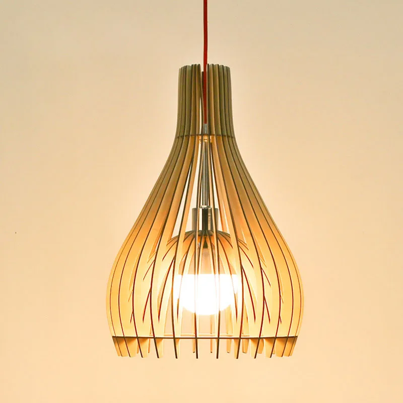 Modern Pendant Wood Lighting Oak Light Red Color Wire E27 Modern Pendant Wood Lighting Oak Light Red Color Wire E27 Socket Lamp Holder Hanging Lights Fixture No Bulbs L33 In From