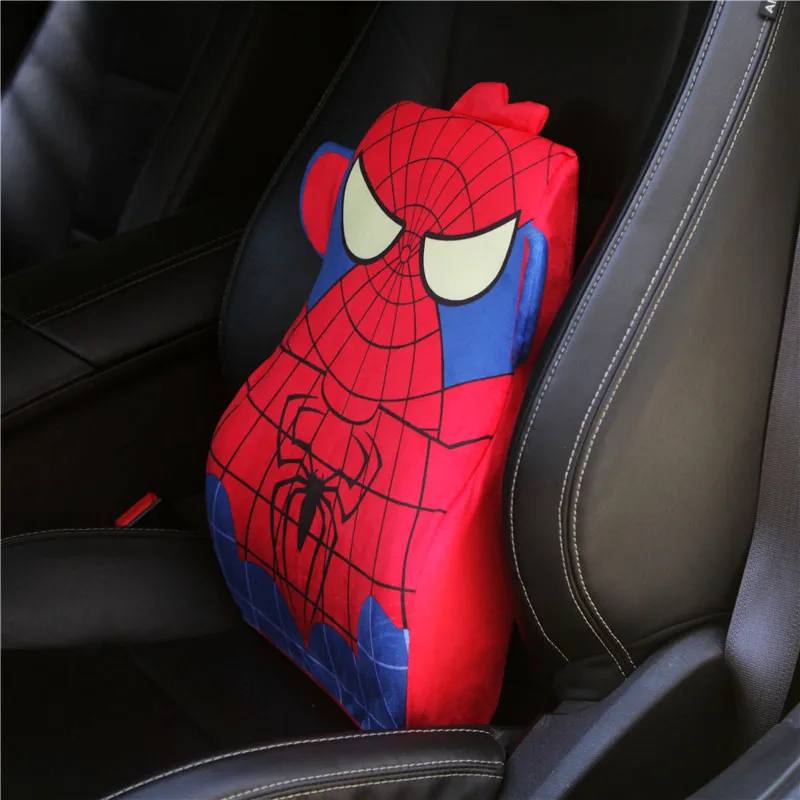 

Cartoon spiderman car waist supports cushion memory cotton plush seat back rest lumbar pillow car seat cover accessories pillows
