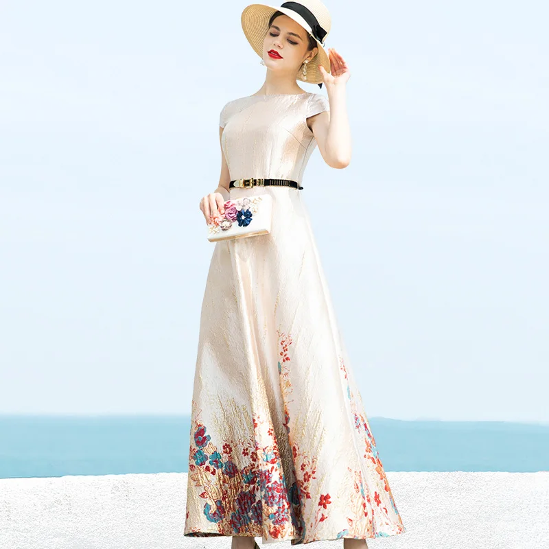 Весенне-летнее платье-Тренч, жаккардовые вечерние длинные платья, дизайнерское Женское Платье макси с тонкой талией, подиумное платье 8057