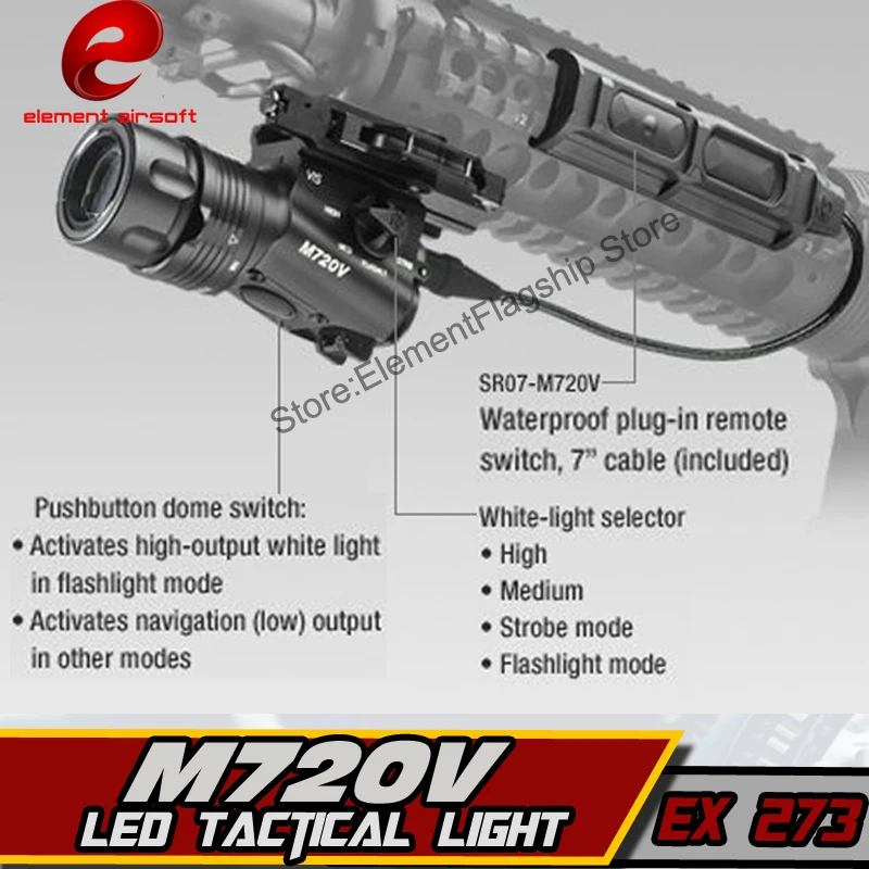 Interruptor de Controle Elemento Airsoft Caça Lanterna Pressão Aumentada M720v Montagem Duplo Luzes Surefir Softairô Arma Tática 2 Elemento Airsoft Caça Lanterna Pressão Aumentada M720V