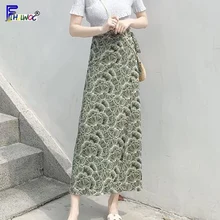 Высокая талия юбки для женщин Лидер продаж для мода пляжный отдых медовый месяц дата носить галстук бабочка шифоновый с цветочным рисунком юбка длинные 4300