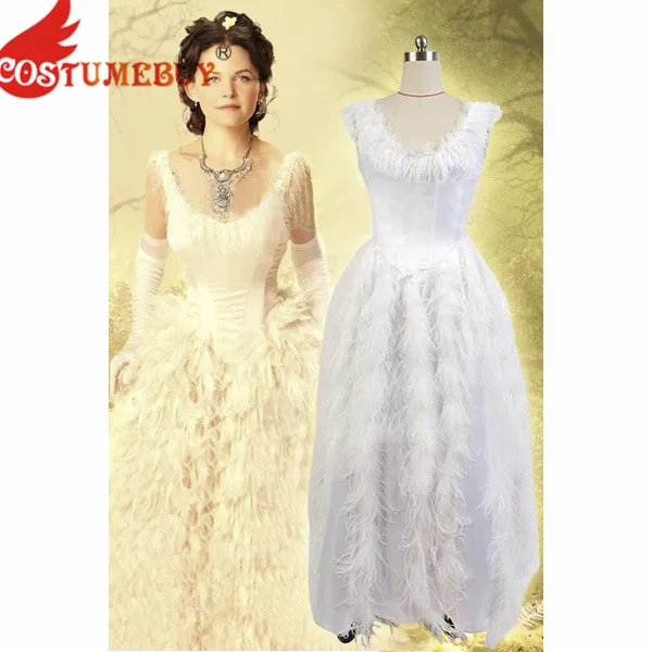 

Costumebuy Custom Made Snow White Princess White Fancy Dress Once Upon a Time Women Cosplay Costume Dresses Halloween Party
