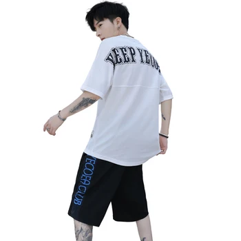 

Rlyaeiz 2019 Summer Casual Set Men Tracksuit Letter Printed Short Sleeve T shirts + Shorts Sporting Suits Male Sporting Wear